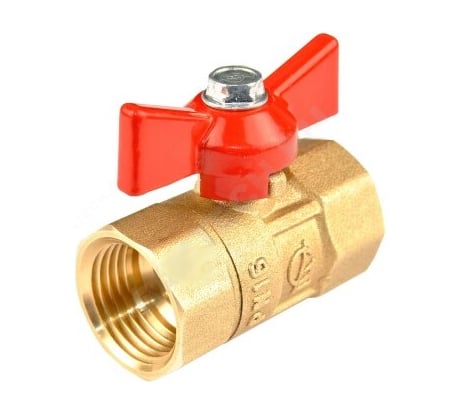 Шаровой кран ГАЛЛОП латунный, ПРАКТИК 130 Ду 25, Ру 16, м/м бабочка 103256 107-5781