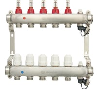 Коллекторная группа  в сборе с расходомерами и термостатическими клапанами ONDO нерж сталь, 5 вых. OKGSET05