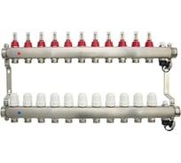 Коллекторная группа в сборе с расходомерами и термостатическими клапанами ONDO нерж сталь, 11 вых. OKGSET11