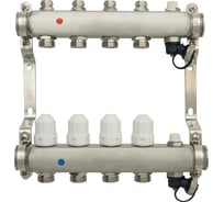 Коллекторная группа в сборе с термостатическими и запорными клапанами ONDO нерж сталь, 4 вых. OKGSP004