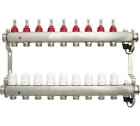 Коллекторная группа в сборе с расходомерами и термостатическими клапанами ONDO нерж сталь, 9 вых. OKGSET09