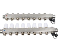 Коллекторная группа в сборе с термостатическими и запорными клапанами ONDO нерж сталь, 8 вых. OKGSP008 16198900