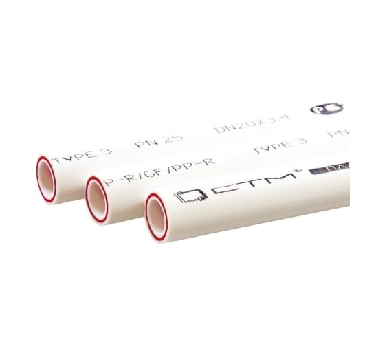 Труба СТМ ПЛАСТ PP-R PN 20 DN 20х2.8, армированная стекловолокном, 2 м C2P2F020 1