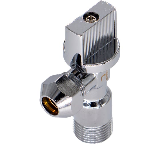 Шаровой угловой кран для воды СТМ 1/2"х3/8", ш/ш, с цангой и отражателем бабочка, хром CACR1238