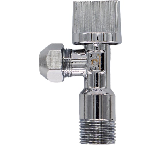 Шаровой угловой кран для воды СТМ 1/2"х3/8", ш/ш, с цангой и отражателем бабочка, хром CACR1238