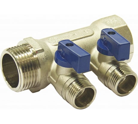 Коллектор СТМ 2 выхода, шаровой кран, наружная резьба, 1х1/2 C2MB0112