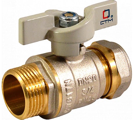 Шаровой кран для воды СТМ СТАНДАРТ 20х3/4", ц/ш, бабочка CWPM3420