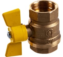 Шаровой кран VALFEX латунный, газ 11Б27фтМ Ду25 Ру16 м/м полнопроходной, бабочка VF.277.LB3.100 107-5595