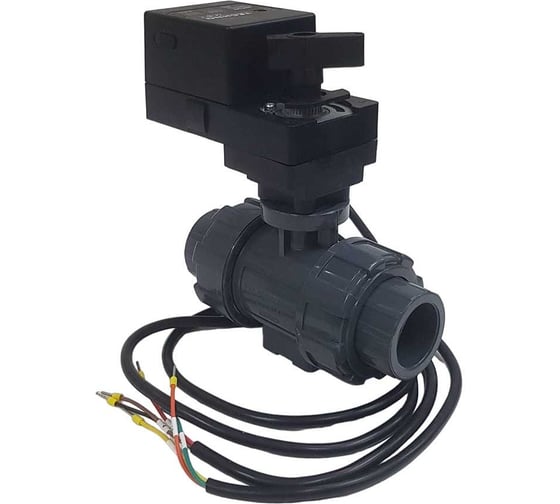 Двухходовой шаровой кран TECHNO DN25 из ПВХ, с электроприводом 4Нм, 230В, управление открыто/закрыто 2025PVC-04DF/230V 682225