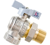 Шаровой угловой кран для воды СТМ СТАНДАРТ 3/4", с накидной гайкой, бабочка  CWALM034