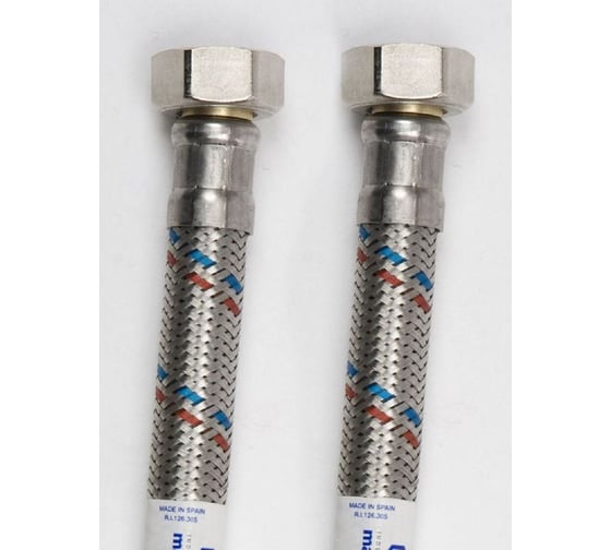 Подводка для воды MATEU FIL- NOX 3/8" x 1/2", 0.3 м, гайка-гайка, нержавеющая сталь, 20 бар 13467