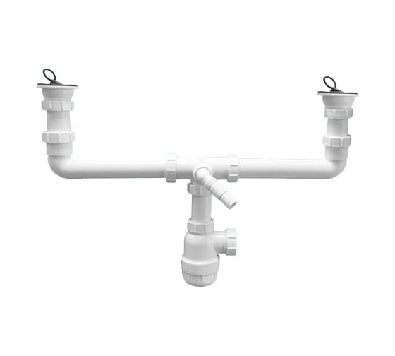 Бутылочный сифон McAlpine 1 1/2\"х40 мм, для 2-х раковин, с выпуском 70 ...