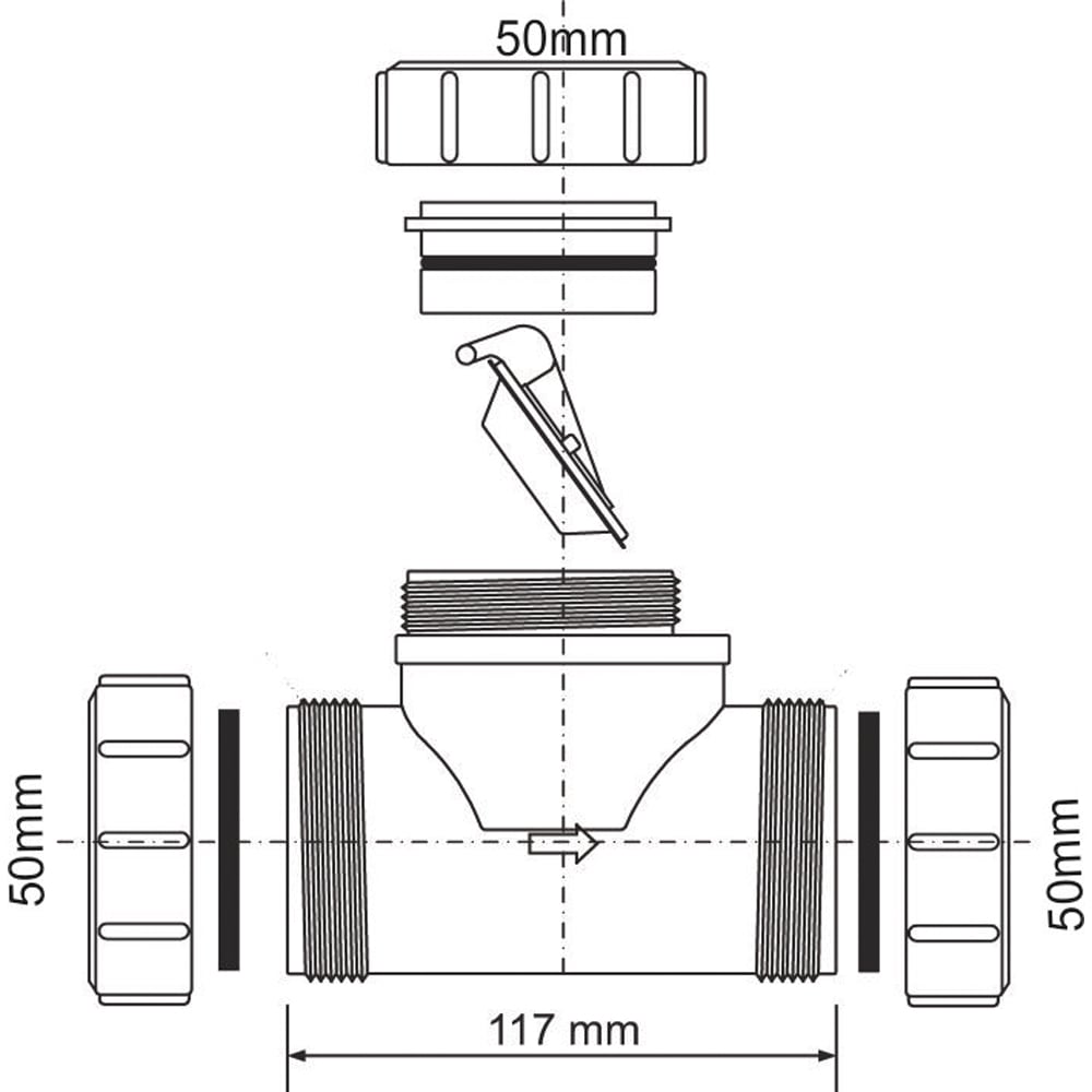 Обратный клапан McAlpine D=50х50 мм, компрессионное соединение Z2850 .
