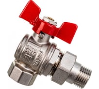 Шаровой кран IVANCI Superior угловой с разъемным соед, бабочка, внутренняя/наружная резьба 1/2" IVC.100228.N.03