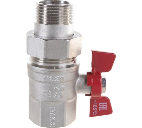 Шаровой кран IVANCI Superior с разъемным соединителем, бабочка. внутренняя/наружная резьба 1" IVC.100227.N.05