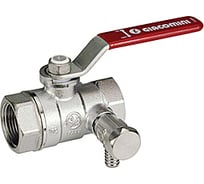 Шаровой кран Giacomini R250DS латунь, со спускником, хром, Ду 40, Ру 35, ВР, G1 1/2 007-0876