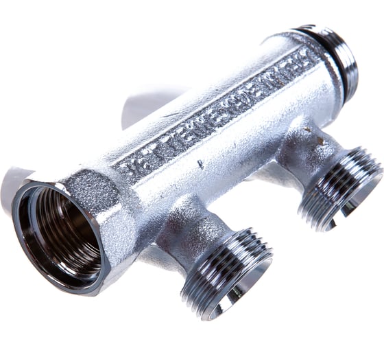Коллектор Tiemme НВ, 3/4", 2х3/4"EK, Н 50 мм, хромированный, с вентилями 1860026