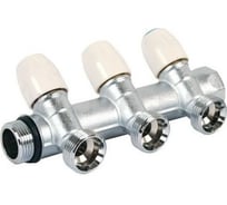 Коллектор Tiemme НВ, 3/4", 3х3/4"EK, Н 50 мм, хромированный, с вентилями 1860011
