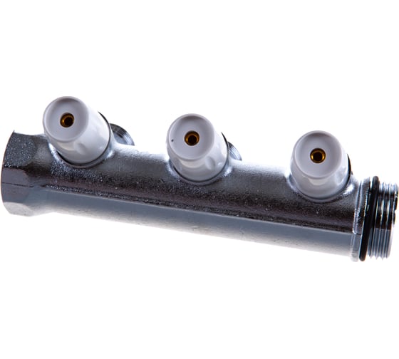 Коллектор Tiemme НВ, 1", 3х3/4"EK, Н 50 мм, хромированный, с вентилями 1860013