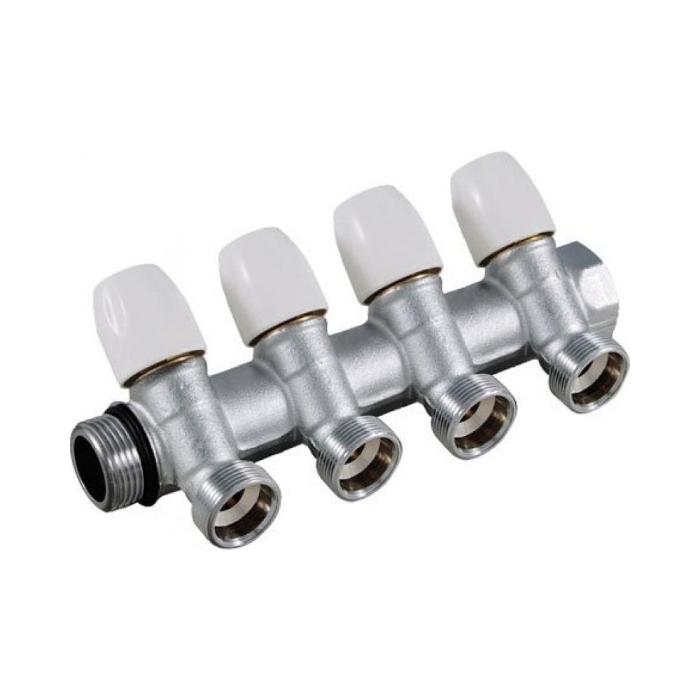 Коллектор Tiemme НВ, 3/4", 4х3/4"EK, Н 50 мм, хромированный, с ...