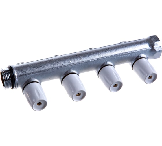 Коллектор Tiemme НВ, 3/4", 4х3/4"EK, Н 50 мм, хромированный, с вентилями 1860015