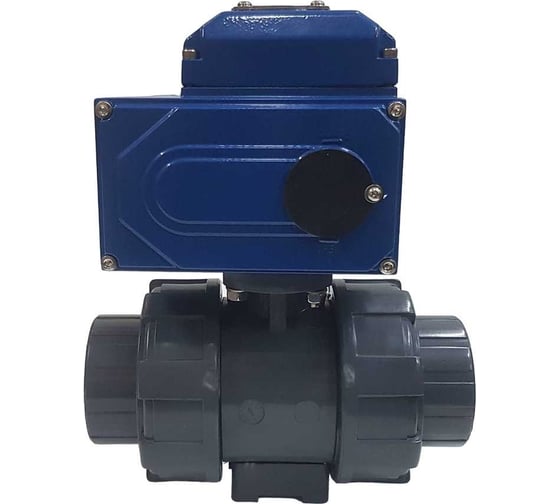Двухходовой ПВХ шаровый кран TECHNO 2050PVC-NP30DF230V DN50, с электроприводом 30Нм, 230В, управление открыто/закрыто 672501