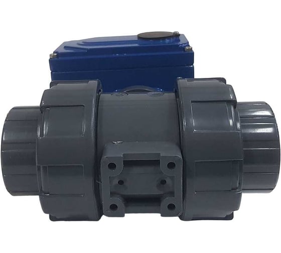 Двухходовой ПВХ шаровый кран TECHNO 2040PVC-NP30DF230V DN40, с электроприводом 30Нм, 230В, управление открыто/закрыто 672401
