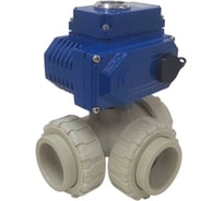 Трехходовой полипропиленовый шаровый кран TECHNO 3040PP-NP50DF230V DN40, с электроприводом 50Нм, 230В, управление открыто/закрыто 663401