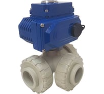 Трехходовой полипропиленовый шаровый кран TECHNO 3050PP-NP50DF230V DN50, с электроприводом 50Нм, 230В, управление открыто/закрыто 663501