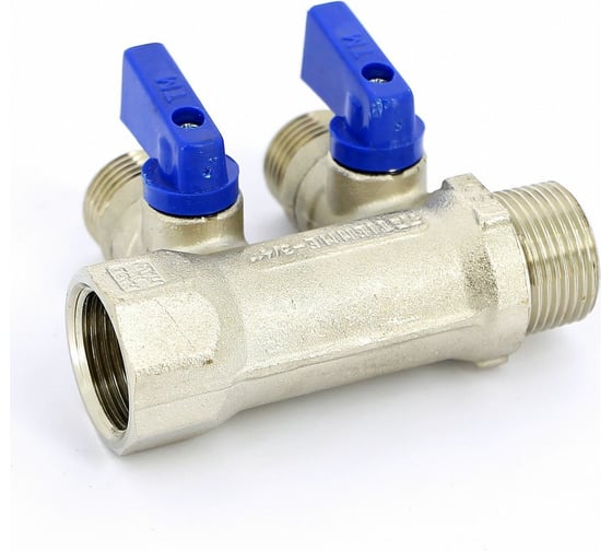 Коллектор Tiemme НВ, 3/4", 2х1/2"х16, Н 36 мм, никелированный, с кранами 1820004