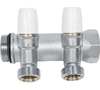 Коллектор Tiemme НВ, 1", 2х3/4"EK, Н 50 мм, хромированный, с вентилями 1860024