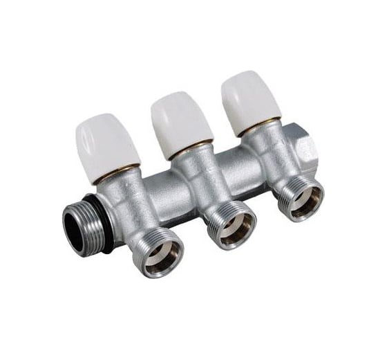 Коллектор Tiemme Maxima НВ, 3/4", с вентилями, 6 выходов 1/2", Н 36 мм, хром 1860083