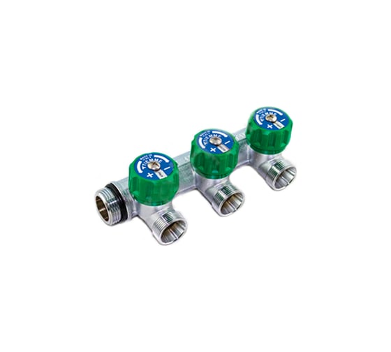Коллектор Tiemme Maxima CORNER НВ, 3/4", 3 выхода, 1/2", Н 50 мм, хром 1850002 1