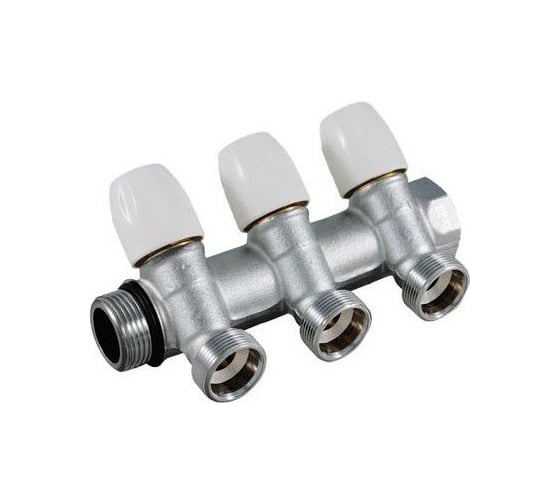 Коллектор Tiemme Maxima НВ, 3/4", с вентилями, 5 выходов, 1/2", Н 36 мм, хром 1860010 1