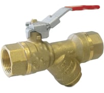 Шаровой кран Tiemme со встроенным фильтром, ВВ, 1/2", красный рычаг 2030022
