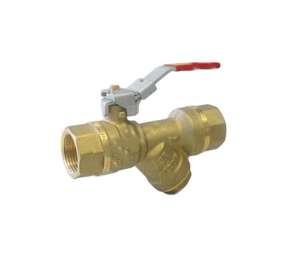 Шаровой кран Tiemme со встроенным фильтром, ВВ, 1/2", красный рычаг 2030022