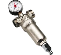 Промывной фильтр Tiemme с манометром, латунной колбой, 1/2"В-3/4"Н 3130007