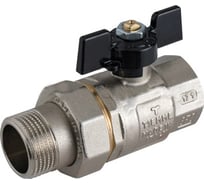 Шаровой кран Tiemme Buran со сгоном, НВ, 1", черная бабочка 2450006