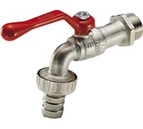 Сливной шаровой кран Tiemme Eolo со штуцером, В, 1/2", красный рычаг 2500001