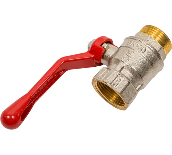 Шаровой кран Tiemme Mistral НВ, 3/4", красный рычаг 2360019