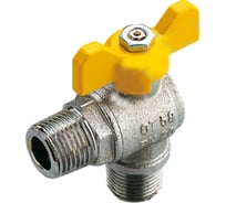 Угловой шаровой кран для газа Tiemme НН, 1/2", желтая бабочка 2220001