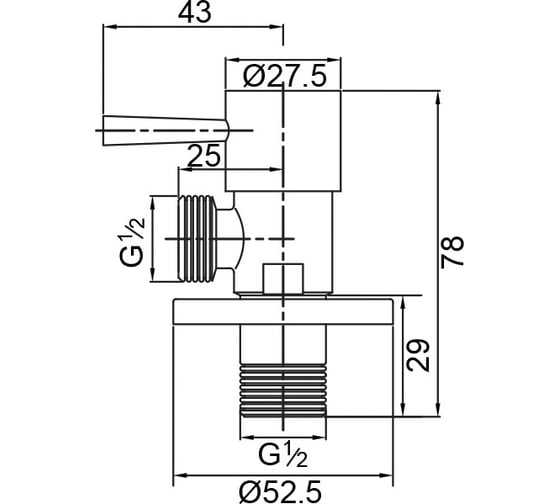 Угловой кран Veragio Sbortis 1/2", круглый, с отражателем, хром VR.SBR-8222.CR