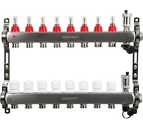Коллектор для теплого пола SANEXT с расходомерами, автоматический, в/о и дренаж., ДУ25, ВР1"х 8 контуров НР 3/4" 8528-1