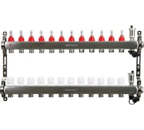 Коллектор для теплого пола SANEXT с расходомерами, автоматический, в/о и дренаж., ДУ25, ВР1"х 12 контуров НР 3/4" 85212-1