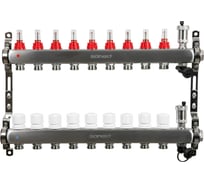 Коллектор для теплого пола SANEXT с расходомерами, автоматический, в/о и дренаж., ДУ25, ВР1"х 9 контуров НР 3/4" 8529-1