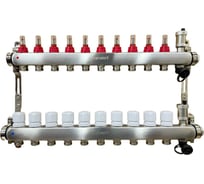 Коллектор для теплого пола SANEXT с расходомерами, автоматический, в/о и дренаж., ДУ25, ВР1"х 10 контуров НР 3/4" 85210-1