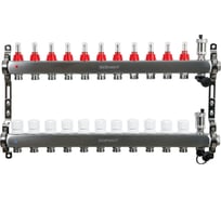 Коллектор для теплого пола SANEXT с расходомерами, автоматический в/о и дренаж., ДУ25, ВР1"х 11 контуров НР 3/4" 85211-1