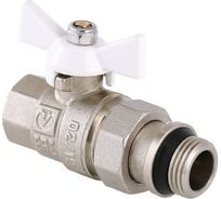 Кран шаровой с полусгоном BASE 1/2 внутренней и наружной резьбой с дополнительным уплотнение белая рукоятка VALTEC VT.227.NRW.04