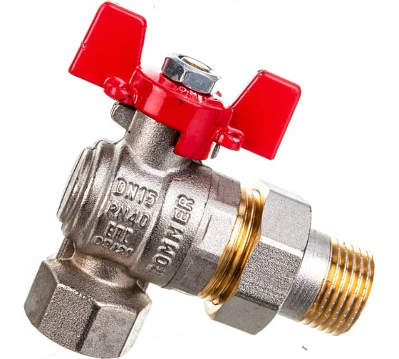 Шаровой кран угловой с американкой ROMMER 1/2", ВН/НР, RBV-0006-0610215, RG008UB5BNBF2A