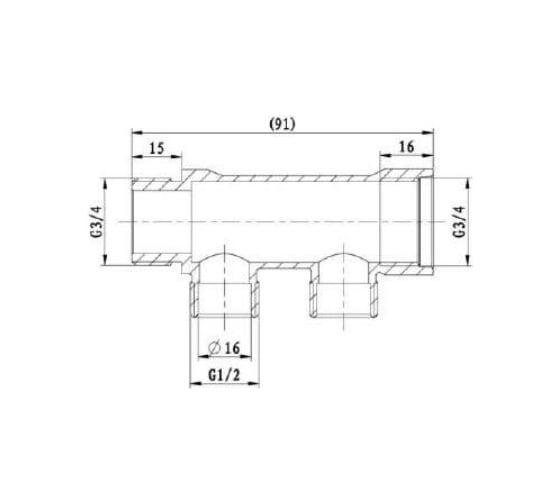 Коллектор IVANCI выходы с наружной резьбой, 2 выхода 3/4"x1/2" IVC.106500.N.01